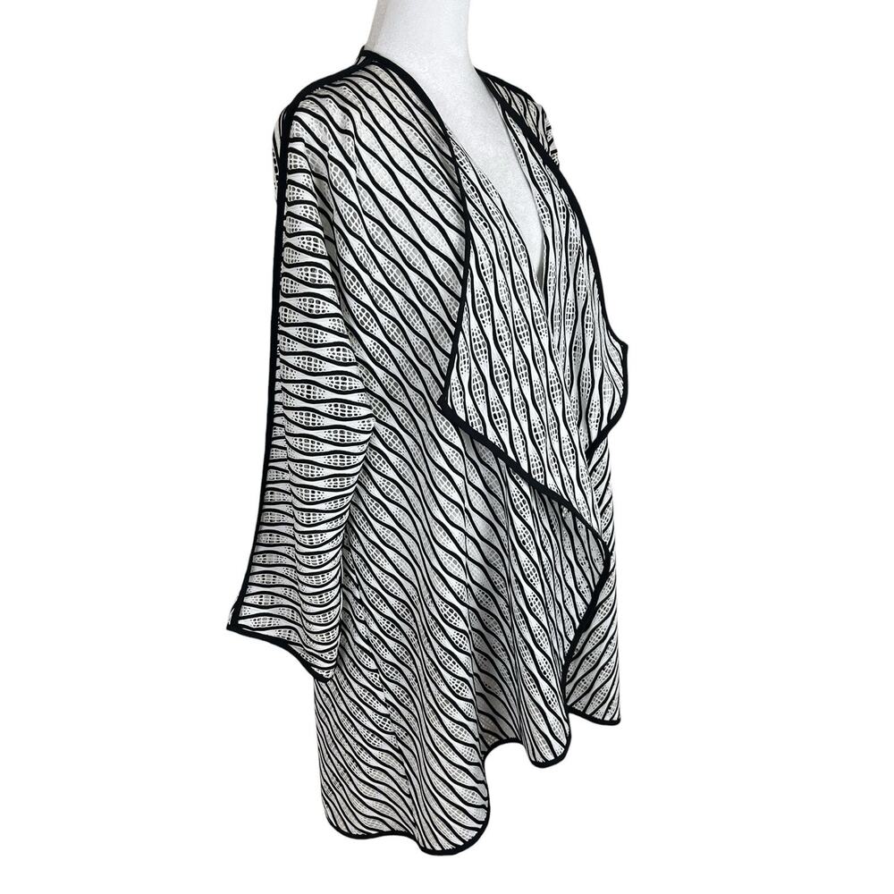IC By Connie K Open Waterfall Drape Cardigan Black White Minimalist Size XL - Picture 2 of 6